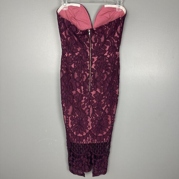 Nwt Charlotte Russe Lace Strapless Sweetheart BodyCon Midi Dress Small - Picture 4 of 7